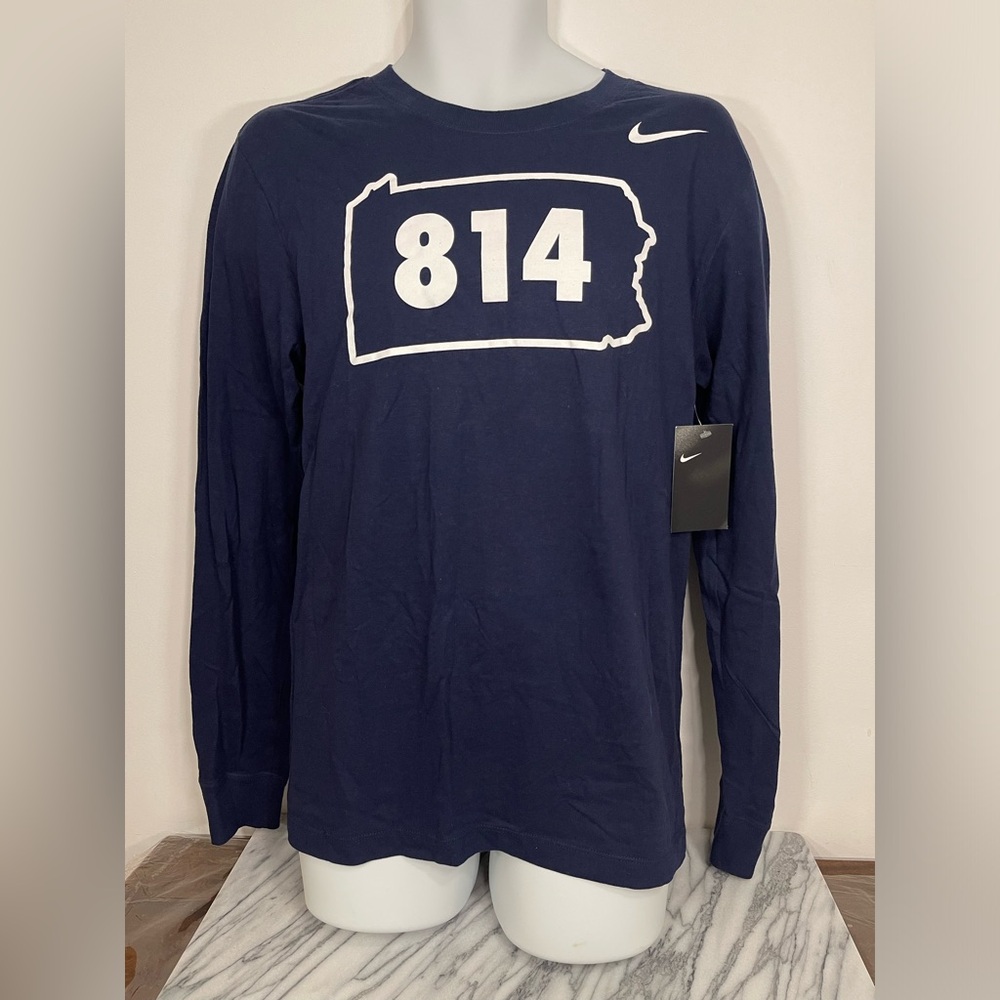 New Nike Penn State 814 Pennsylvania Navy long sleeve tee, size small